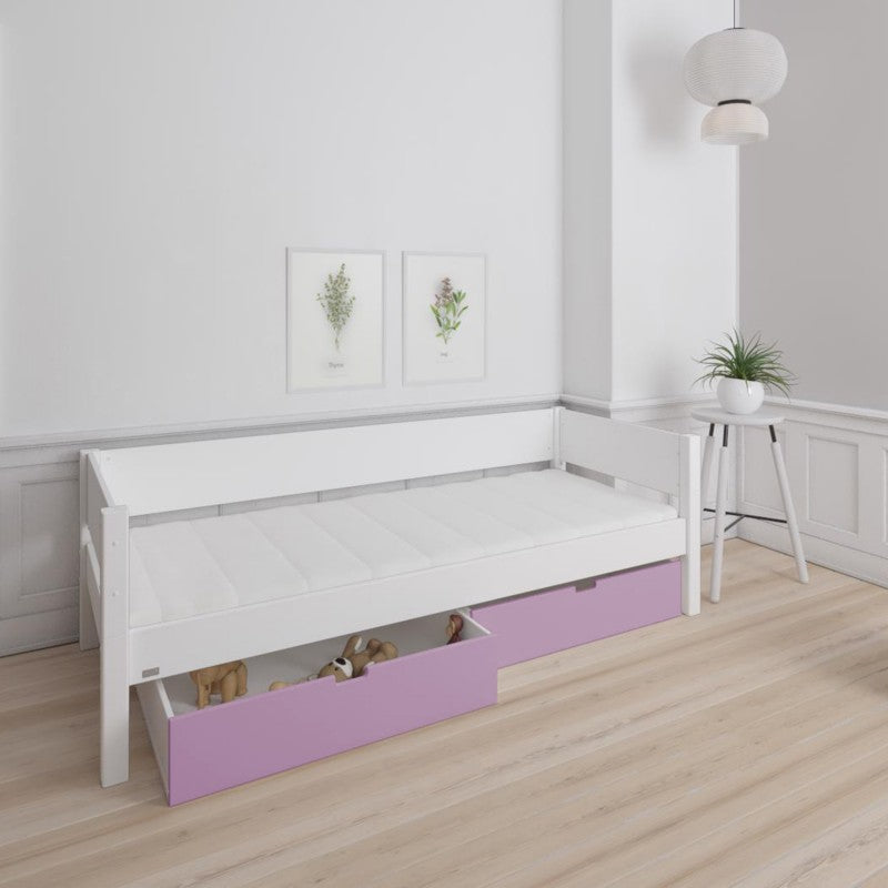 Manis-h White Day Bed and 2 drawers in Dusty Rose