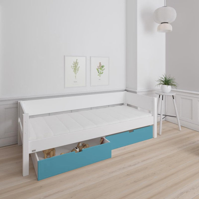 Manis-h White Day Bed and 2 drawers in Petroleum