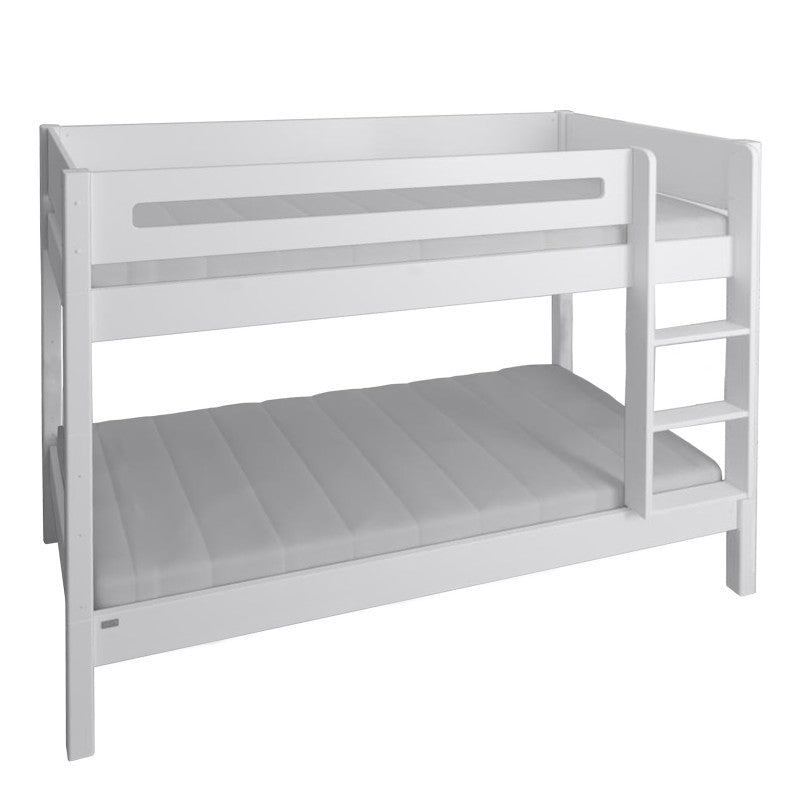 Manis-h White Bunk Bed with Safety Rail in Snow White