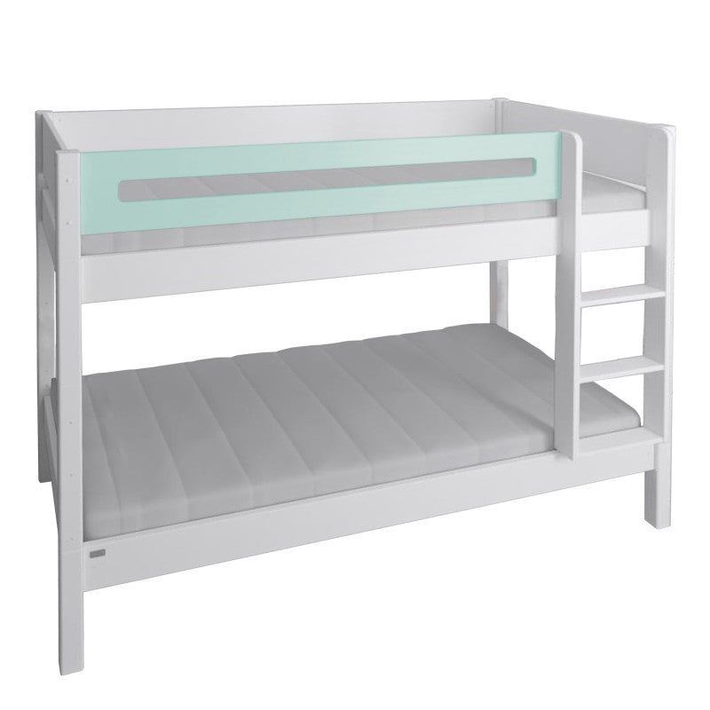 Manis-h White Bunk Bed with Safety Rail in Azur Mint