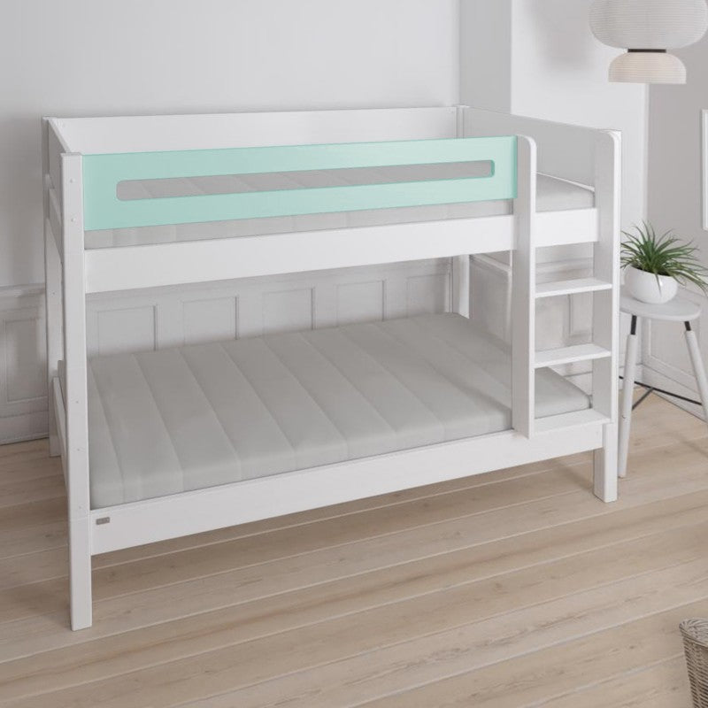 Manis-h White Bunk Bed with Safety Rail in Azur Mint