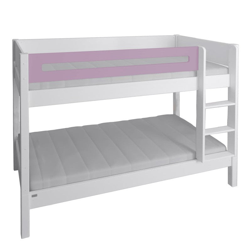 Manis-h White Bunk Bed with Safety Rail in Dusty Rose