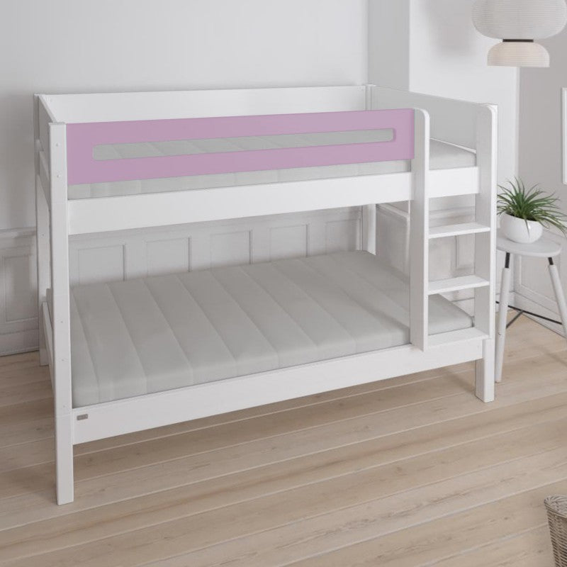 Manis-h White Bunk Bed with Safety Rail in Dusty Rose