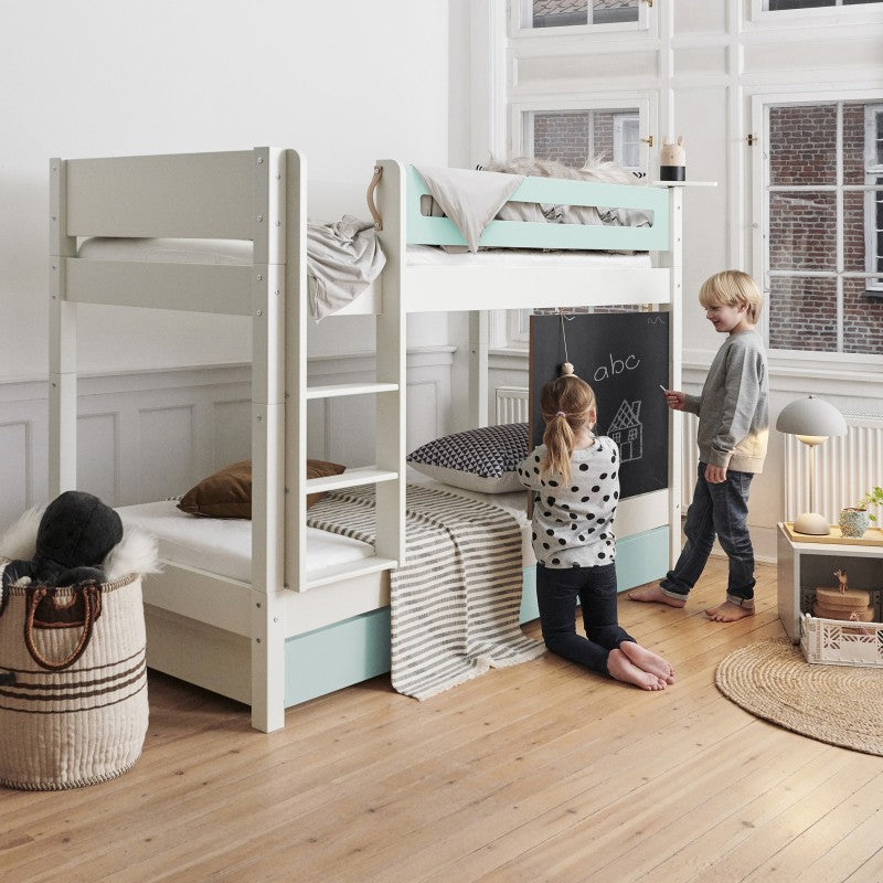 Manis-h White Bunk Bed with Safety Rail and 2 drawers in Azur Mint