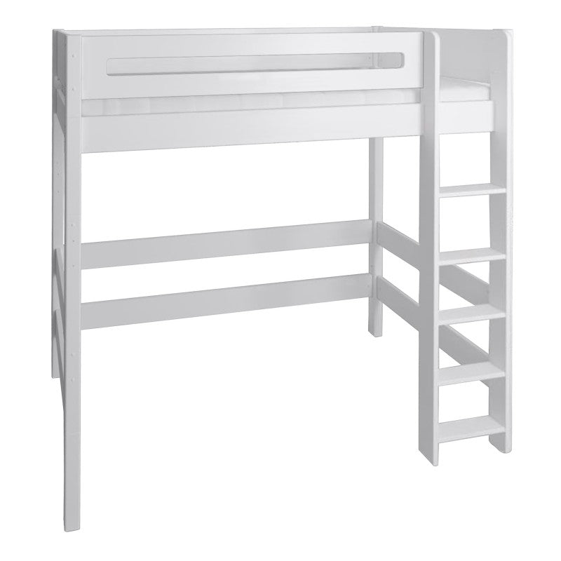 Manis-h White High Sleeper Bed with Safety Rail in Snow White