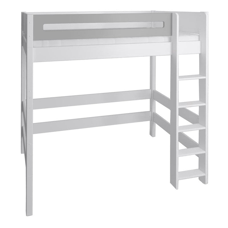 Manis-h White High Sleeper Bed with Safety Rail in Silver Grey