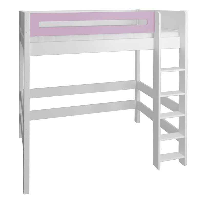 Manis-h White High Sleeper Bed with Safety Rail in Dusty Rose