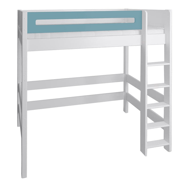 Manis-h White High Sleeper Bed with Safety Rail in Petroleum