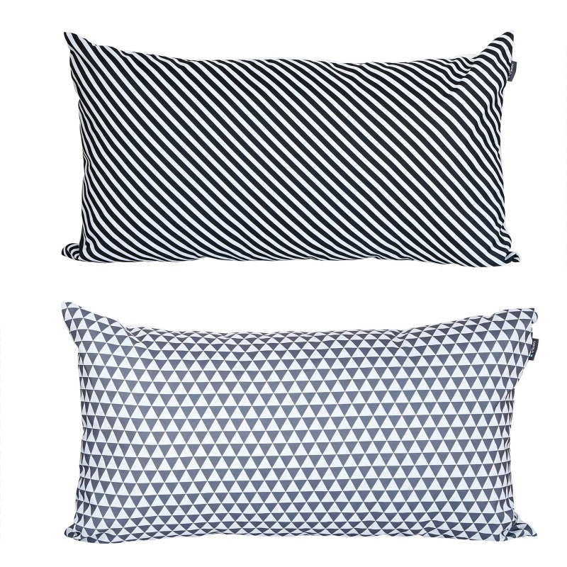 Manis-h Set of 2 Cushion Covers in a Stripe and Triangle Design
