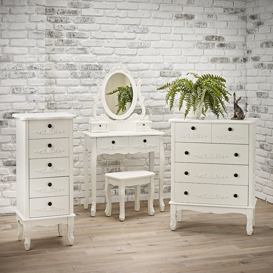 Antoinette 5 Large Drawer Chest White