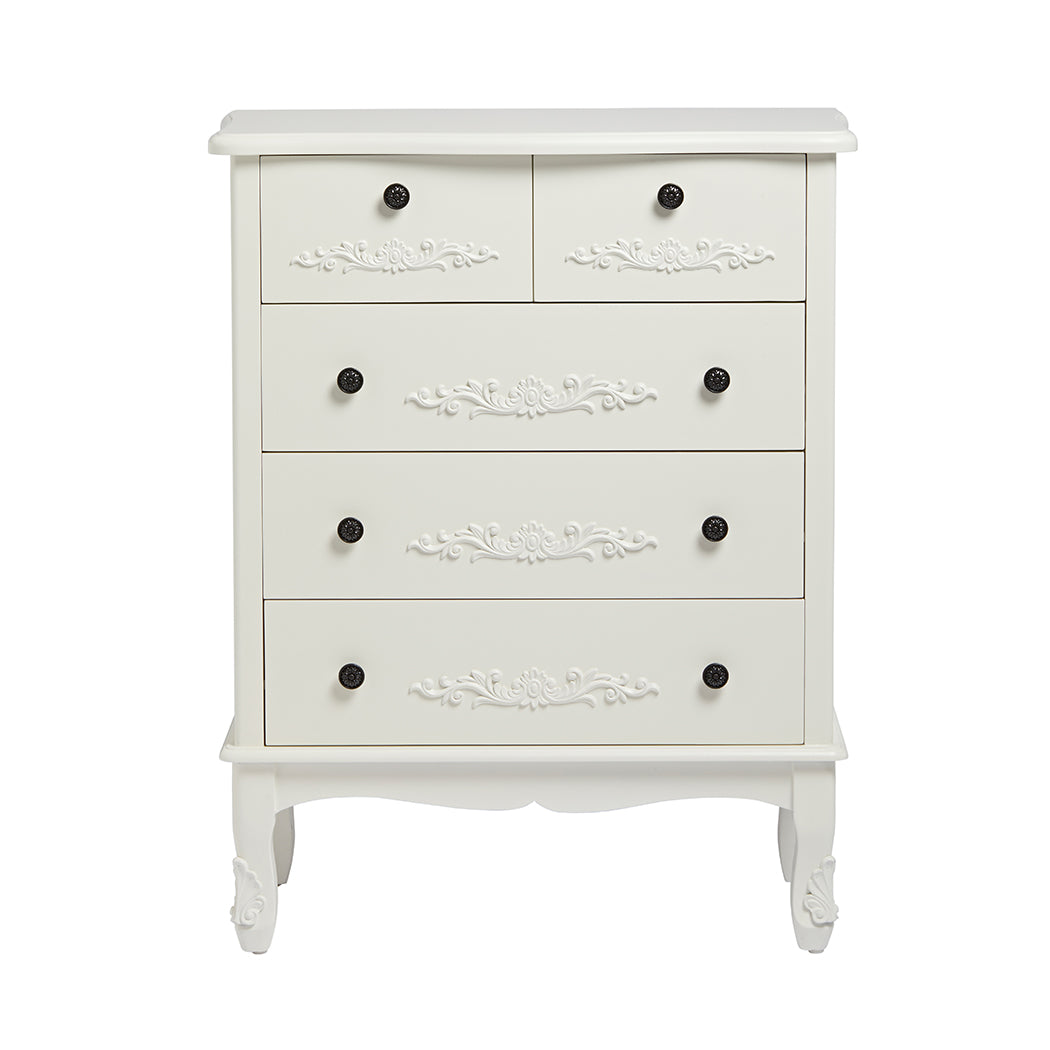 Antoinette 5 Large Drawer Chest White