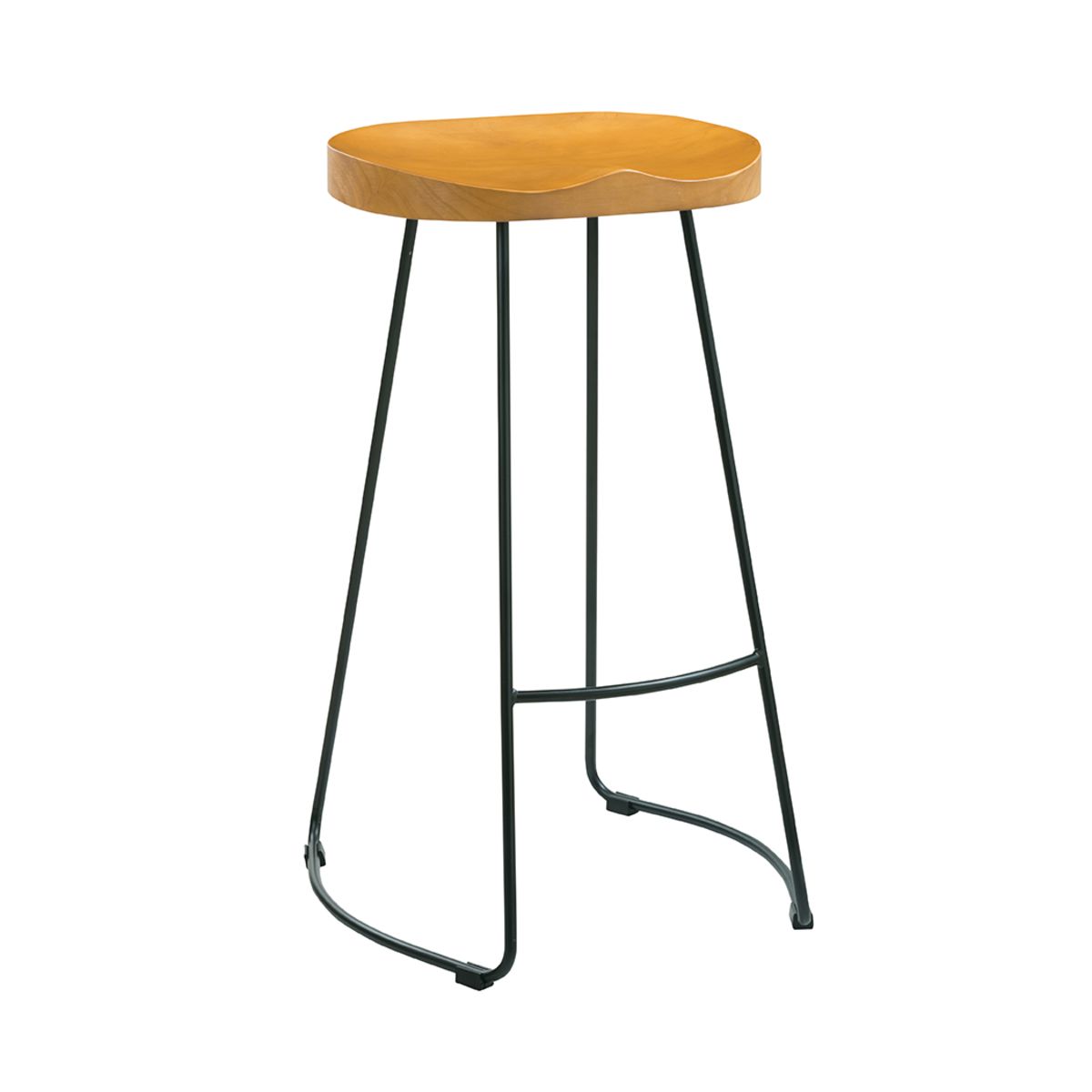 Bailey Pine Wood Seat Black Metal Leg Bar Stool