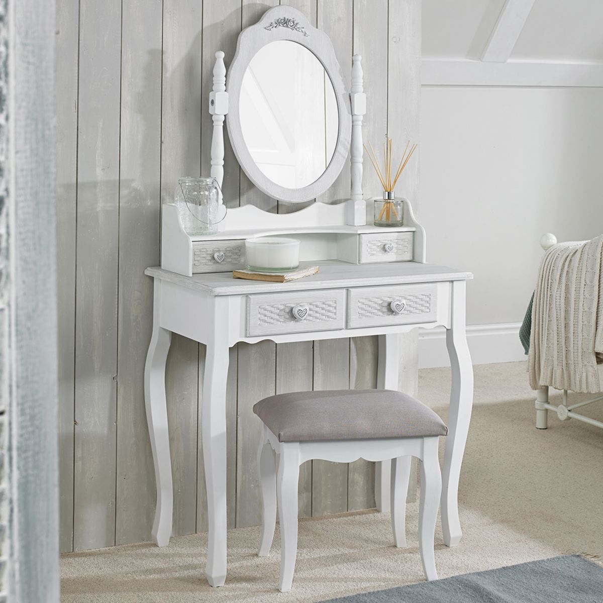 Brittany Dressing Table Mirror White-Grey