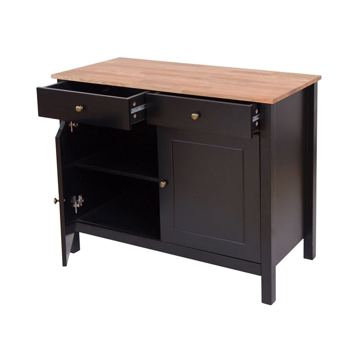 Copenhagen Sideboard 2 Doors & 2 Drawers Black Frame-Oiled Wood