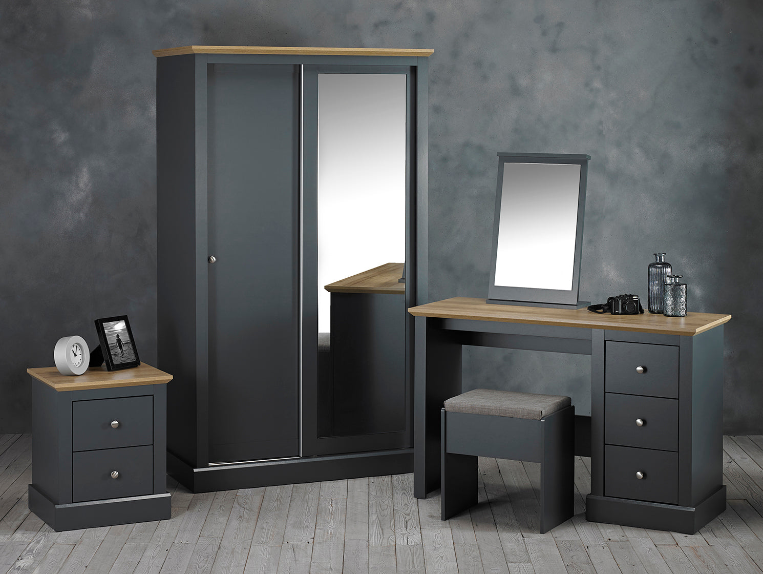 Devon 2 Door Sliding Wardrobe Charcoal