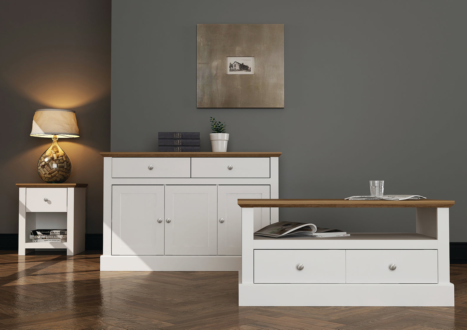 Devon 3 Door 2 Drawer Sideboard White