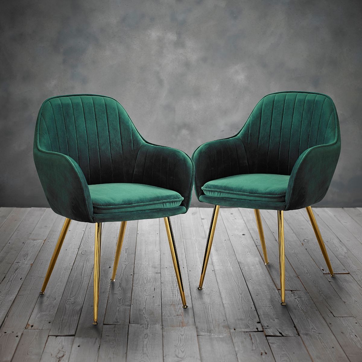 Lara Dining Chair Forest Green With Gold Legs (Pack of 2)