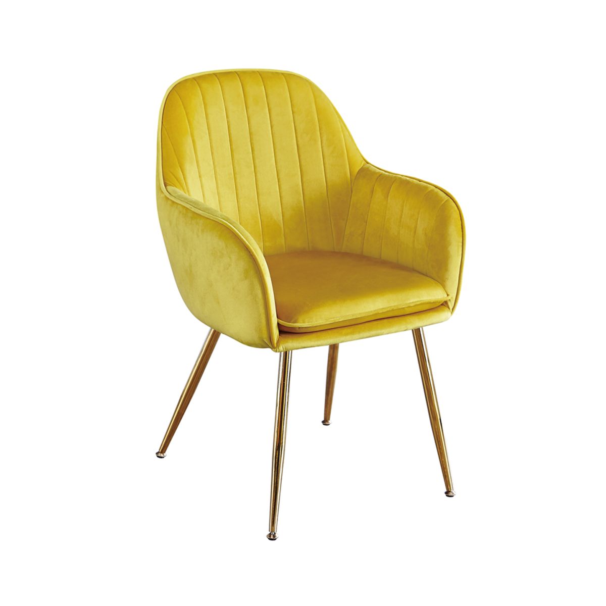 Lara Dining Chair Ochre Yellow With Gold Legs (Pack of 2)