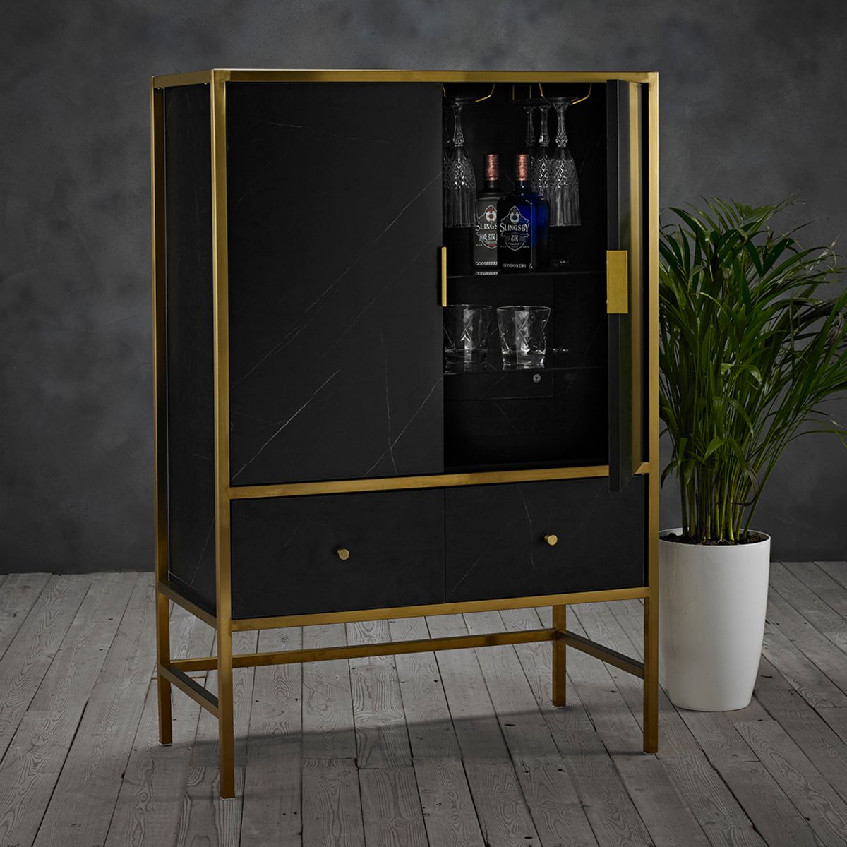 Monaco Drinks Cabinet Black