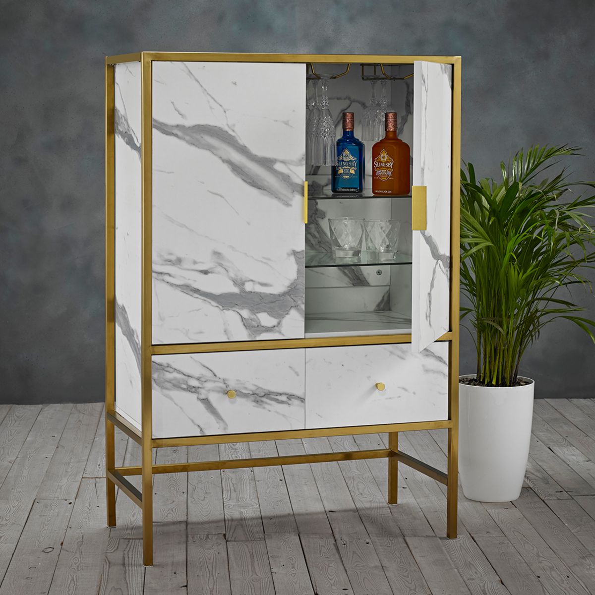 Monaco Drinks Cabinet White