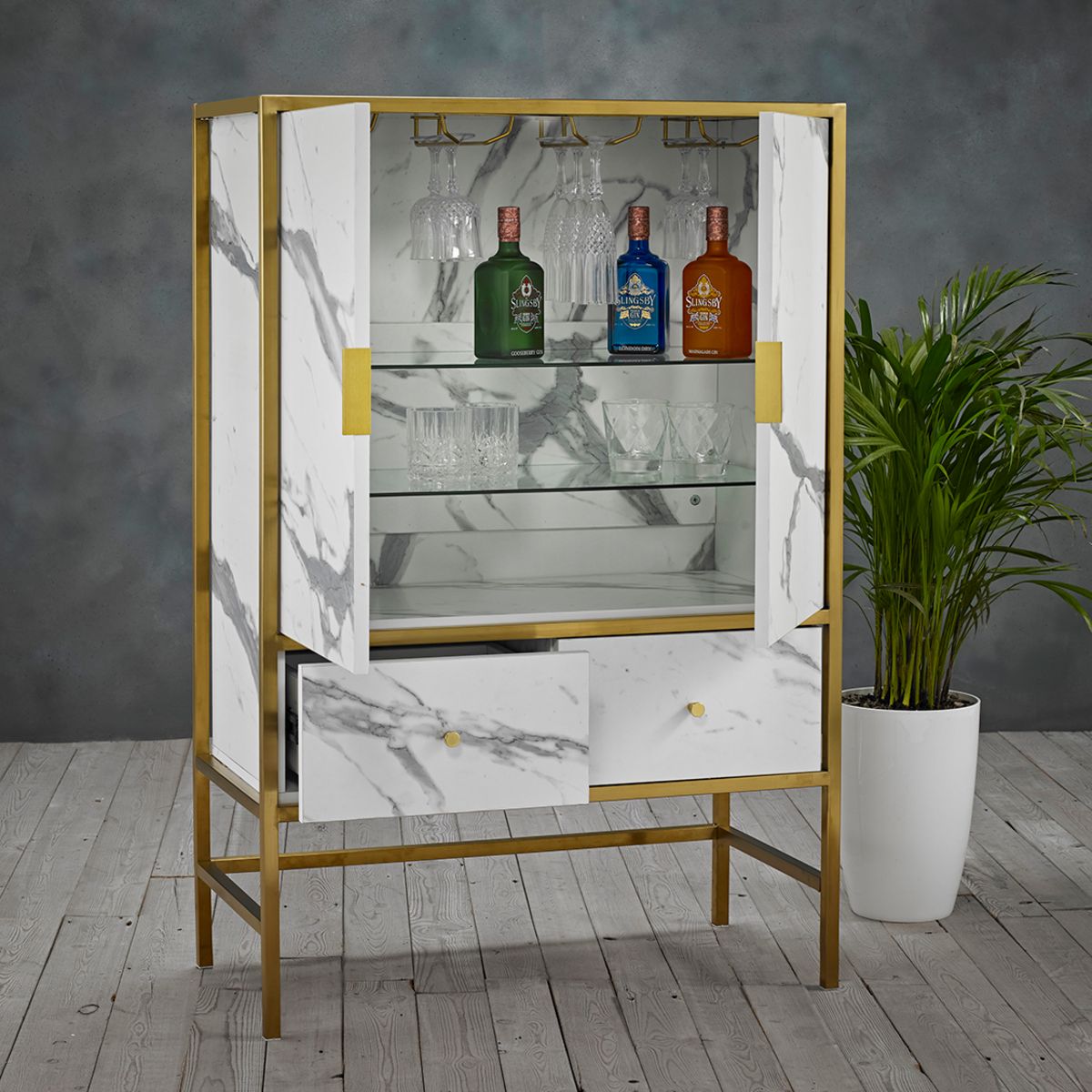 Monaco Drinks Cabinet White