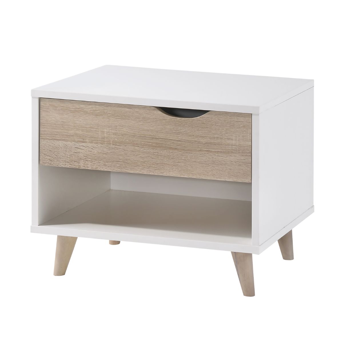 Stockholm 1 Drawer Bedside White-Oak