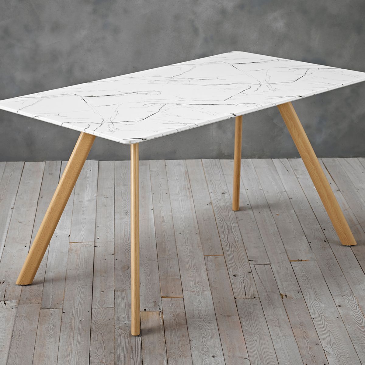 Venice White Dining Table Marble Effect