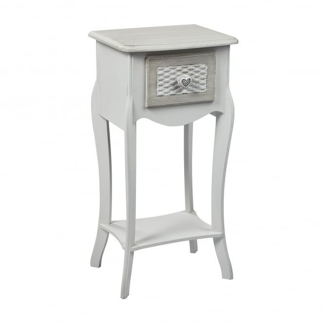 Brittany 1 Drawer Bedside White-Grey