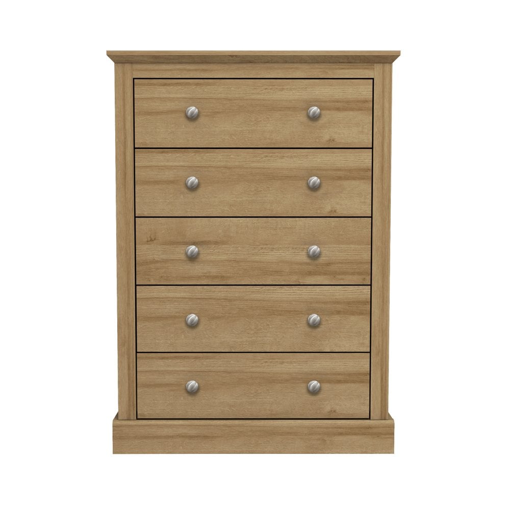 Devon 5 Drawer Chest Oak