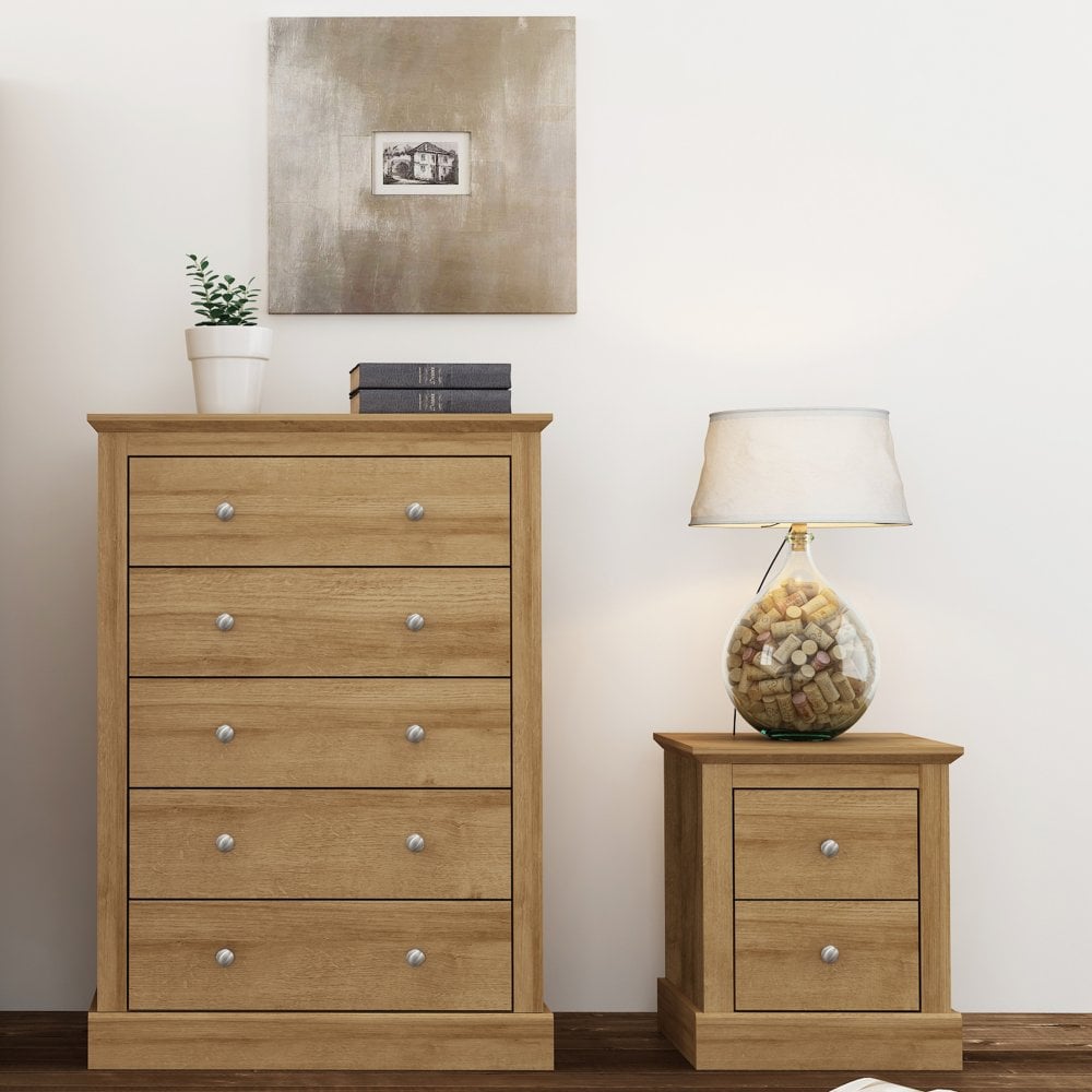 Devon 5 Drawer Chest Oak